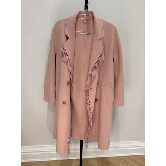 LoveShackFancy Mark Miller Cashmere Fringe Coat in Pink -Womens Small - Picture 8 of 8